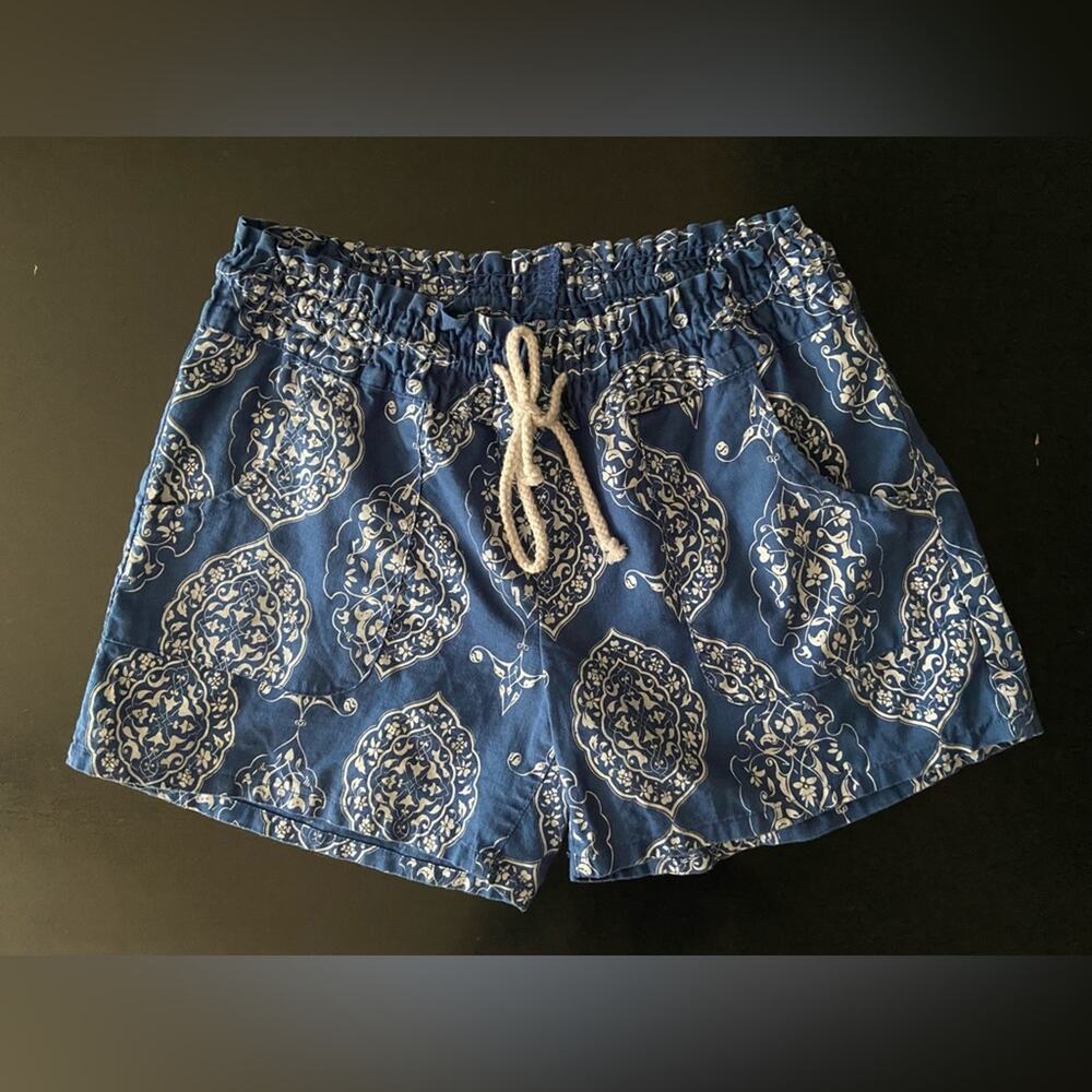 FIREFLY Blue Floral Boho Linen/Cotton Shorts sz S